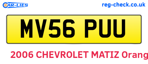 MV56PUU are the vehicle registration plates.