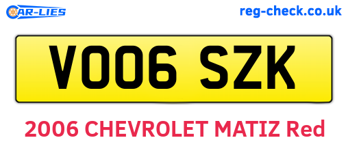 VO06SZK are the vehicle registration plates.