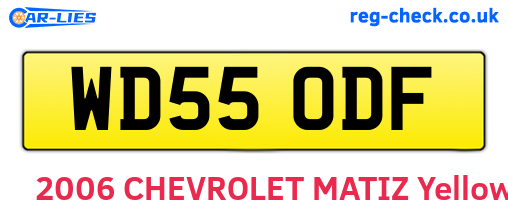 WD55ODF are the vehicle registration plates.