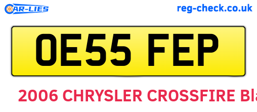 OE55FEP are the vehicle registration plates.