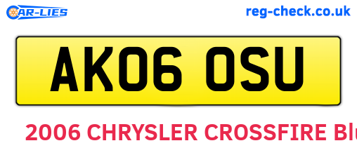 AK06OSU are the vehicle registration plates.