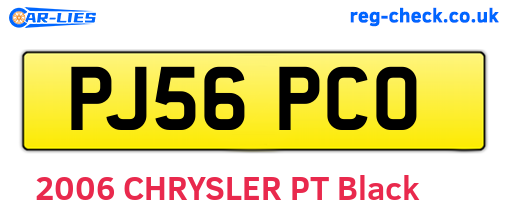 PJ56PCO are the vehicle registration plates.