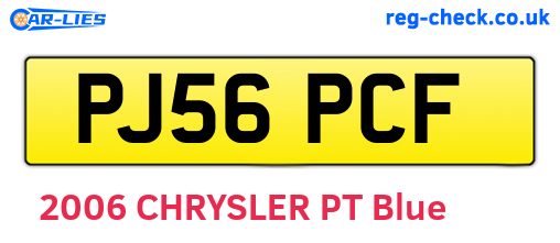 PJ56PCF are the vehicle registration plates.