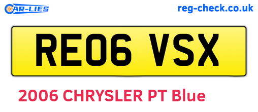 RE06VSX are the vehicle registration plates.
