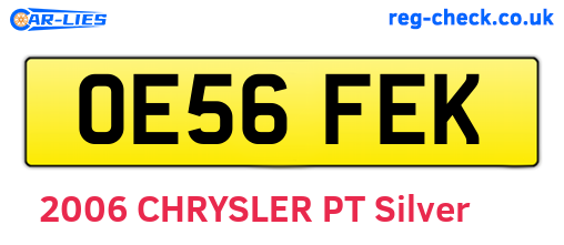 OE56FEK are the vehicle registration plates.