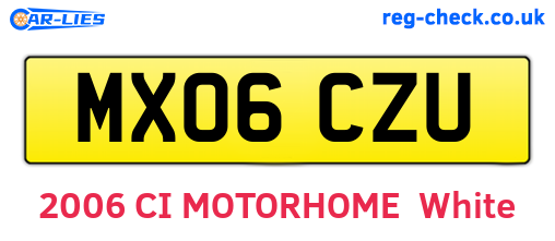 MX06CZU are the vehicle registration plates.