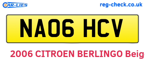 NA06HCV are the vehicle registration plates.