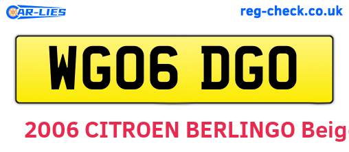 WG06DGO are the vehicle registration plates.