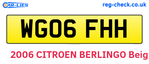 WG06FHH are the vehicle registration plates.