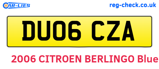 DU06CZA are the vehicle registration plates.