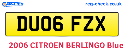 DU06FZX are the vehicle registration plates.