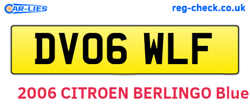 DV06WLF are the vehicle registration plates.