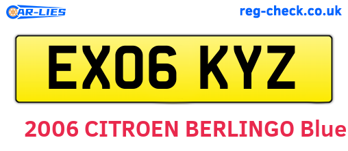 EX06KYZ are the vehicle registration plates.