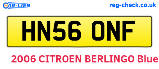 HN56ONF are the vehicle registration plates.