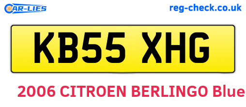 KB55XHG are the vehicle registration plates.