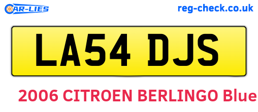 LA54DJS are the vehicle registration plates.
