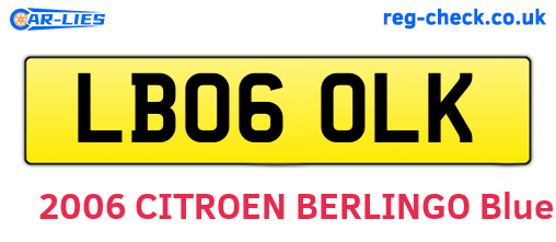 LB06OLK are the vehicle registration plates.