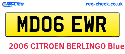 MD06EWR are the vehicle registration plates.