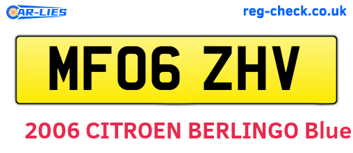 MF06ZHV are the vehicle registration plates.