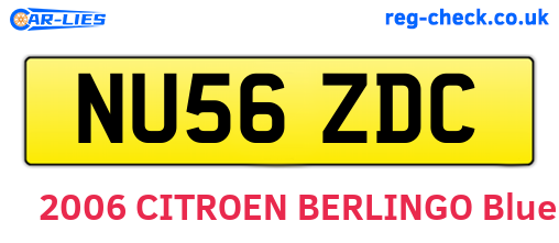 NU56ZDC are the vehicle registration plates.