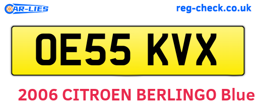 OE55KVX are the vehicle registration plates.