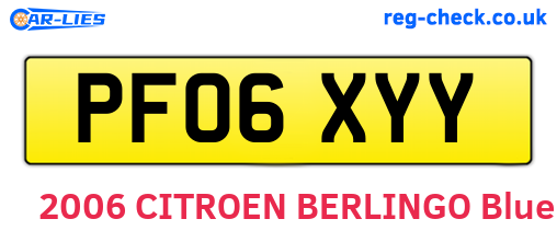 PF06XYY are the vehicle registration plates.