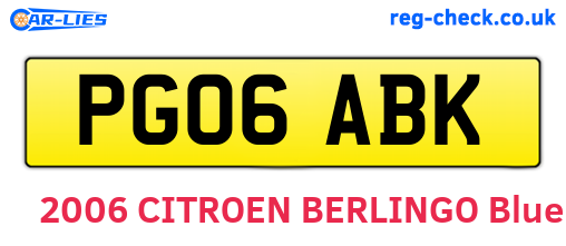 PG06ABK are the vehicle registration plates.