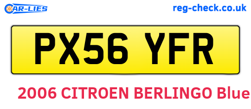 PX56YFR are the vehicle registration plates.