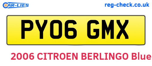 PY06GMX are the vehicle registration plates.