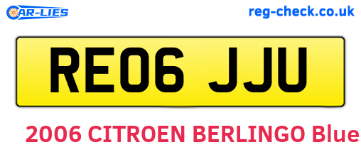RE06JJU are the vehicle registration plates.