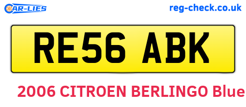 RE56ABK are the vehicle registration plates.