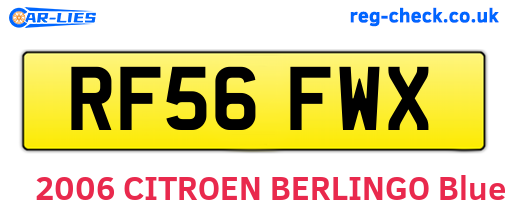 RF56FWX are the vehicle registration plates.