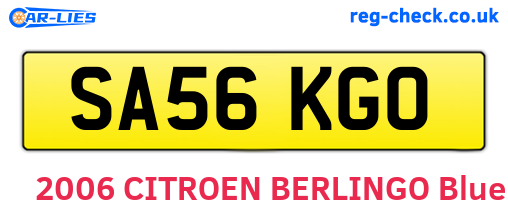 SA56KGO are the vehicle registration plates.