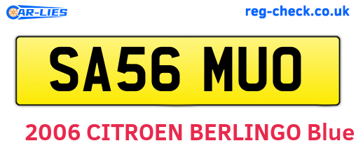 SA56MUO are the vehicle registration plates.