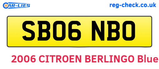 SB06NBO are the vehicle registration plates.