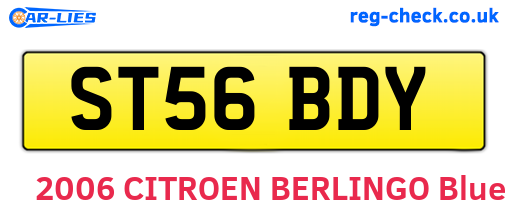 ST56BDY are the vehicle registration plates.