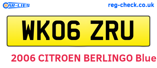 WK06ZRU are the vehicle registration plates.
