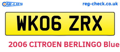 WK06ZRX are the vehicle registration plates.