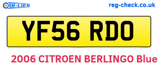 YF56RDO are the vehicle registration plates.