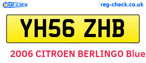 YH56ZHB are the vehicle registration plates.