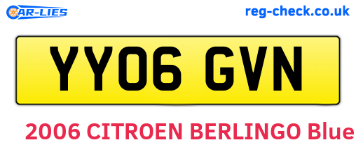 YY06GVN are the vehicle registration plates.