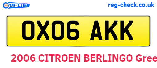 OX06AKK are the vehicle registration plates.