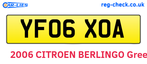 YF06XOA are the vehicle registration plates.
