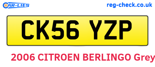 CK56YZP are the vehicle registration plates.