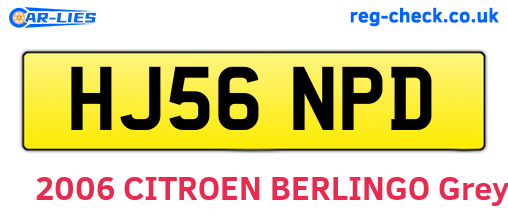 HJ56NPD are the vehicle registration plates.