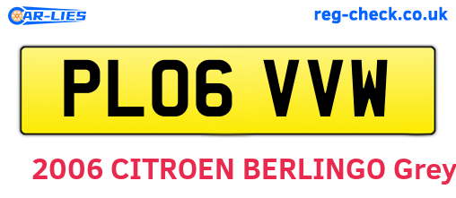 PL06VVW are the vehicle registration plates.