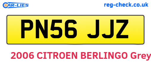 PN56JJZ are the vehicle registration plates.