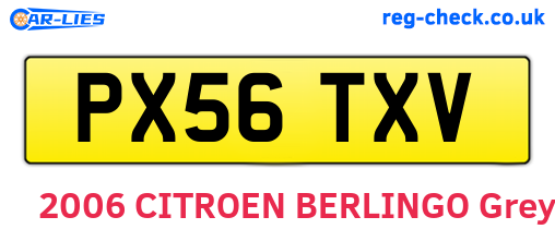 PX56TXV are the vehicle registration plates.