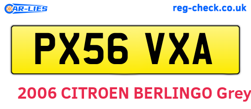 PX56VXA are the vehicle registration plates.