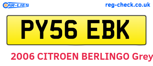 PY56EBK are the vehicle registration plates.